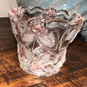 Vintage Mikasa Bella Rosa Pink Frosted Glass Votive Candle Holder Set of 2